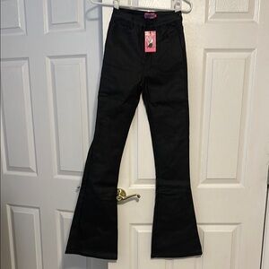 NEW WITH TAGS Edikted Women's Black Flared Faux Leather Pants